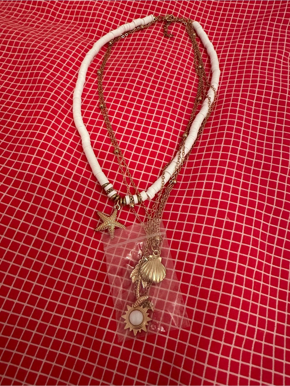 Tropical Beach Vacation Layered Charm Necklace